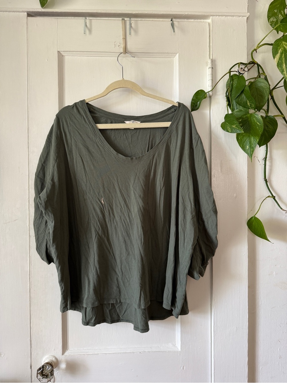 Terra & Sky Olive Green Relaxed V-Neck Tunic 4x